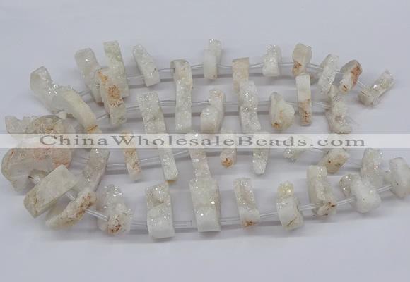 CTD2840 Top drilled 15*20mm - 18*40mm freeform plated druzy agate beads
