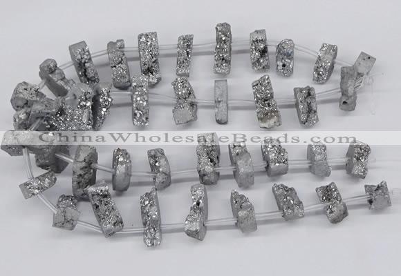 CTD2842 Top drilled 15*20mm - 18*40mm freeform plated druzy agate beads