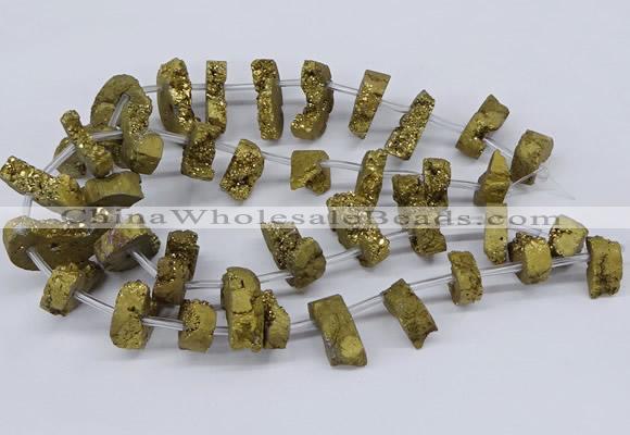 CTD2843 Top drilled 15*20mm - 18*40mm freeform plated druzy agate beads