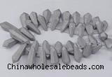 CTD2862 Top drilled 15*20mm - 22*50mm sticks plated quartz beads