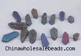 CTD2905 Top drilled 15*25mm - 25*55mm freeform plated druzy agate beads