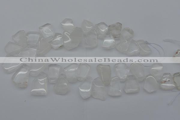 CTD300 Top drilled 15*20mm - 20*25mm freeform white crystal beads