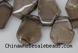 CTD301 Top drilled 15*20mm - 20*25mm freeform smoky quartz beads