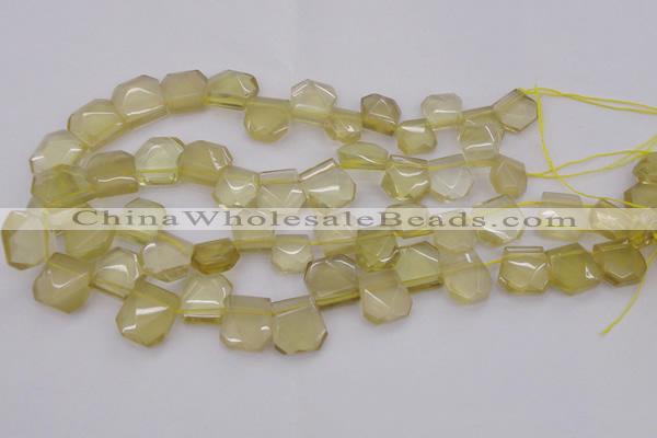 CTD312 Top drilled 15*18mm - 18*20mm faceted freeform lemon quartz beads