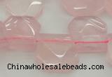 CTD314 Top drilled 15*18mm - 18*20mm faceted freeform rose quartz beads
