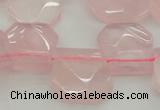 CTD314 Top drilled 15*18mm - 18*20mm faceted freeform rose quartz beads