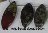 CTD33 Top drilled 10*24mm – 17*40mm marquise dragon blood jasper beads