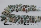 CTD3515 Top drilled 8*15mm - 12*35mm sticks larimar beads