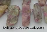 CTD3565 Top drilled 10*20mm - 12*35mm sticks pink tourmaline beads