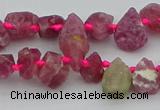 CTD3625 Top drilled 8*10mm - 10*14mm freeform pink tourmaline beads