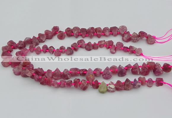 CTD3625 Top drilled 8*10mm - 10*14mm freeform pink tourmaline beads