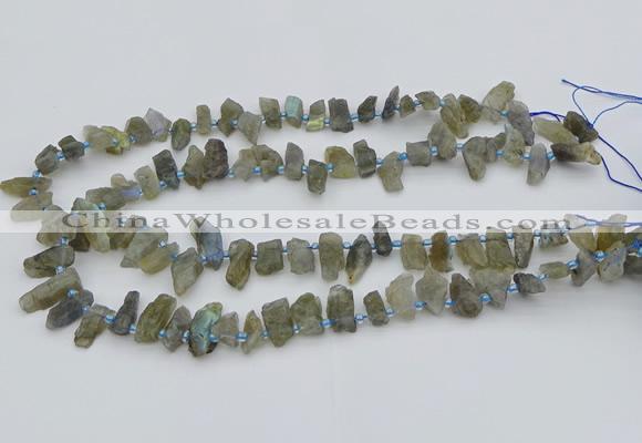 CTD3631 Top drilled 6*15mm - 10*20mm nuggets labradorite beads