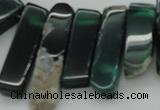 CTD370 Top drilled 10*28mm - 10*50mm wand green agate beads