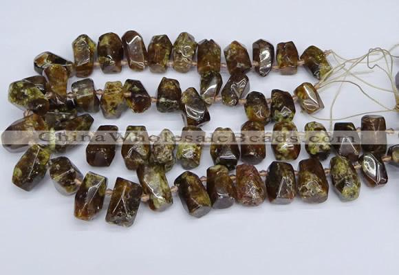 CTD3706 Top drilled 10*15mm - 15*25mm faceted nuggets garnet beads