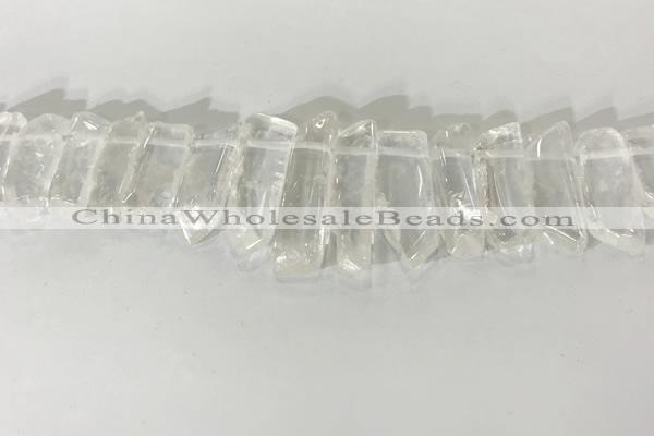 CTD3720 Top drilled 8*20mm - 10*50mm sticks white crystal beads