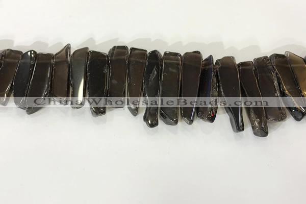 CTD3726 Top drilled 8*20mm - 10*50mm sticks smoky quartz beads