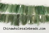 CTD3736 Top drilled 8*20mm - 10*50mm sticks green aventurine beads