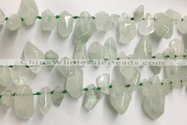 CTD3753 Top drilled 6*12mm - 13*18mm nuggets green quartz beads