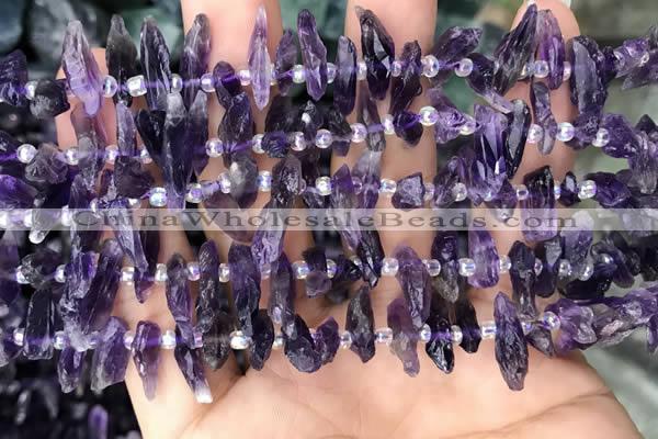 CTD3755 15.5 inches 4*6mm - 6*20mm sticks amethyst gemstone beads