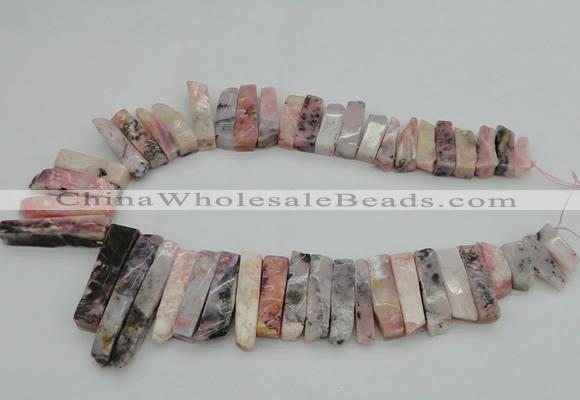 CTD395 Top drilled 8*18mm - 10*50mm wand pink opal gemstone beads