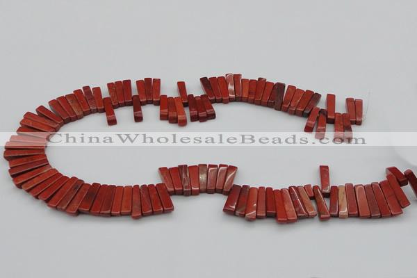 CTD403 Top drilled 4*15mm - 6*20mm sticks red jasper beads