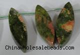 CTD42 Top drilled 10*25mm – 17*50mm marquise unakite gemstone beads