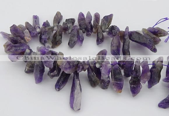 CTD427 Top drilled 8*25mm - 12*40mm nuggets amethyst beads