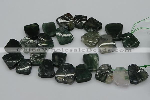 CTD435 Top drilled 18*25mm - 22*30mm freeform moss agate beads