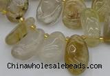 CTD449 Top drilled 10*14mm - 12*20mm freeform golden rutilated quartz beads