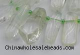 CTD454 15.5 inches 8*20mm - 15*38mm freeform green phantom quartz beads