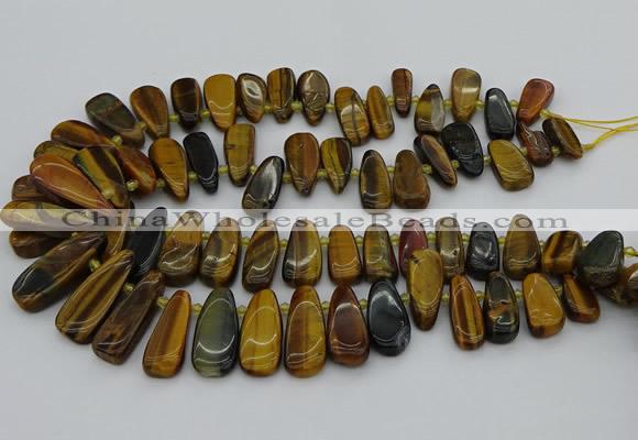 CTD474 15.5 inches 12*25mm - 15*45mm freeform yellow tiger eye beads