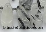 CTD483 Top drilled 10*22mm - 15*45mm freeform black rutilated quartz beads