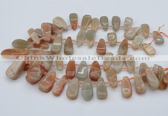 CTD485 Top drilled 10*22mm - 15*45mm freeform moonstone beads