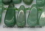 CTD488 Top drilled 10*22mm - 15*45mm freeform green aventurine beads