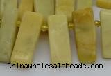 CTD498 Top drilled 10*25mm - 10*45mm sticks yellow jade beads