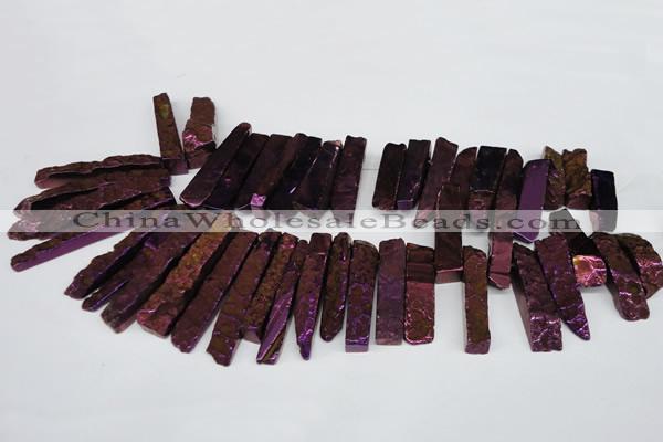 CTD535 Top drilled 10*30mm - 10*65mm wand plated agate beads