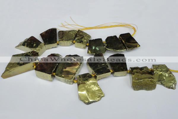 CTD578 Top drilled 20*30mm - 30*50mm freeform plated agate beads