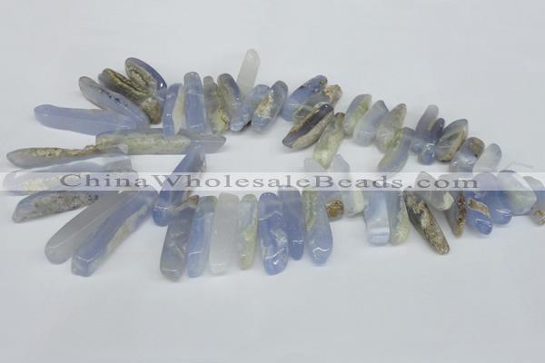 CTD581 Top drilled 8*25mm - 8*55mm wand blue lace agate beads