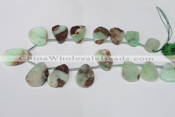 CTD636 Top drilled 18*25mm - 28*40mm freeform australia chrysoprase beads