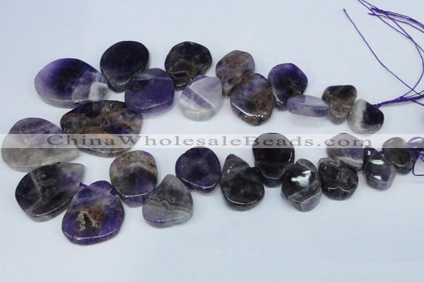 CTD691 Top drilled 18*25mm - 30*40mm freeform amethyst gemstone beads