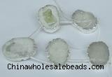 CTD767 30*35mm - 35*45mm freeform agate beads with brass setting