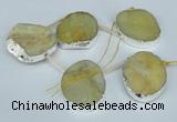 CTD768 30*35mm - 35*45mm freeform agate beads with brass setting