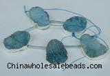 CTD770 30*35mm - 35*45mm freeform agate beads with brass setting