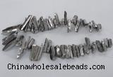 CTD783 Top drilled 8*18mm - 8*35mm nuggets plated quartz beads