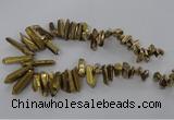 CTD785 Top drilled 8*18mm - 8*35mm nuggets plated quartz beads