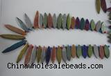 CTD825 Top drilled 10*30mm - 10*60mm marquise plated agate beads