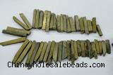 CTD832 15.5 inches 6*30mm - 8*65mm sticks plated agate beads