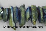 CTD914 Top drilled 5*15mm - 6*25mm wand plated quartz beads