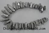 CTD922 Top drilled 15*20mm - 18*38mm wand plated quartz beads