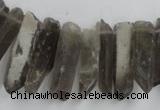 CTD927 Top drilled 6*18mm - 6*35mm wand smoky quartz beads